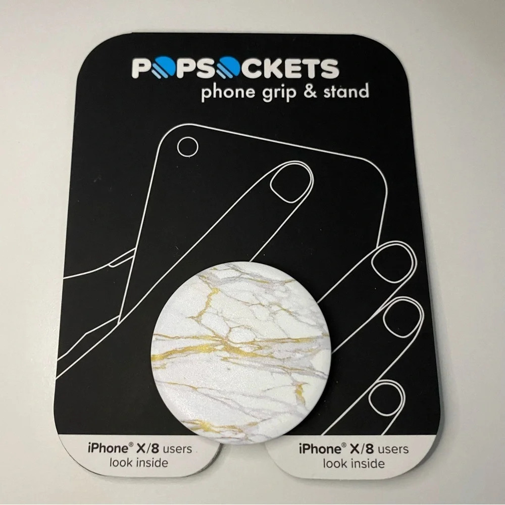 PopSockets Phone Grip & Stand White Gold Marble